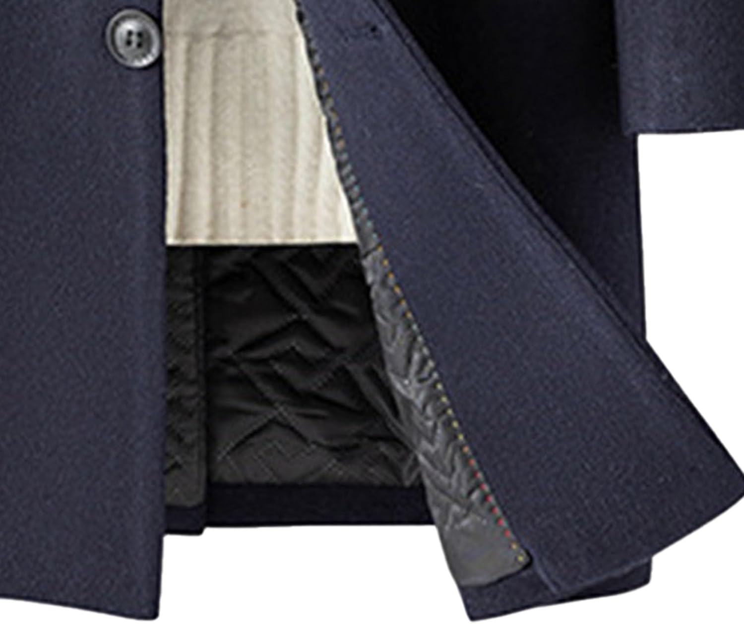 Maiyifu-GJ Men's Business Wool Blend Coat Notched Lapel Single Breasted Trench Overcoat Winter Warm Long Jacket Coat