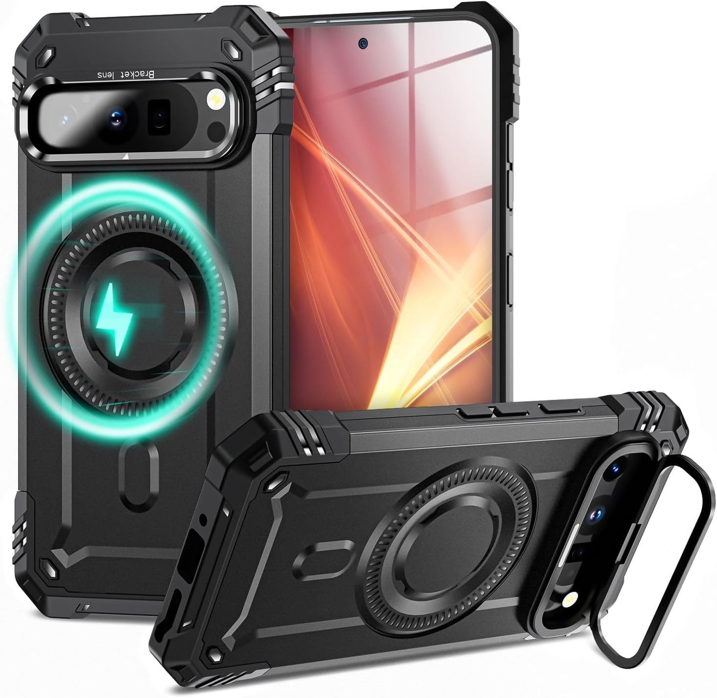 NALIA Granite for Google Pixel 9 Pro XL Case for MagSafe, Military Armor Case with Impact Protection Frame & Kickstand, Shockproof Hard Cover, Robust Mobile Phone Case in Armour Style, Colour