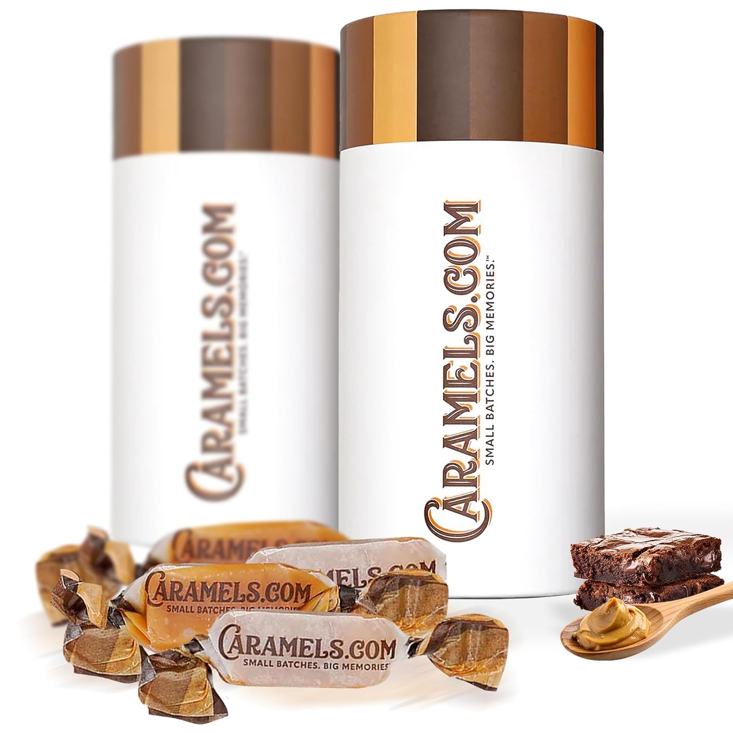 Caramels.com | Chocolate Caramels Brownie and Creamy Peanut Butter | Soft Caramel | Duo Pack | Individually Wrapped | Ideal Assorted Gift For Family and Parties