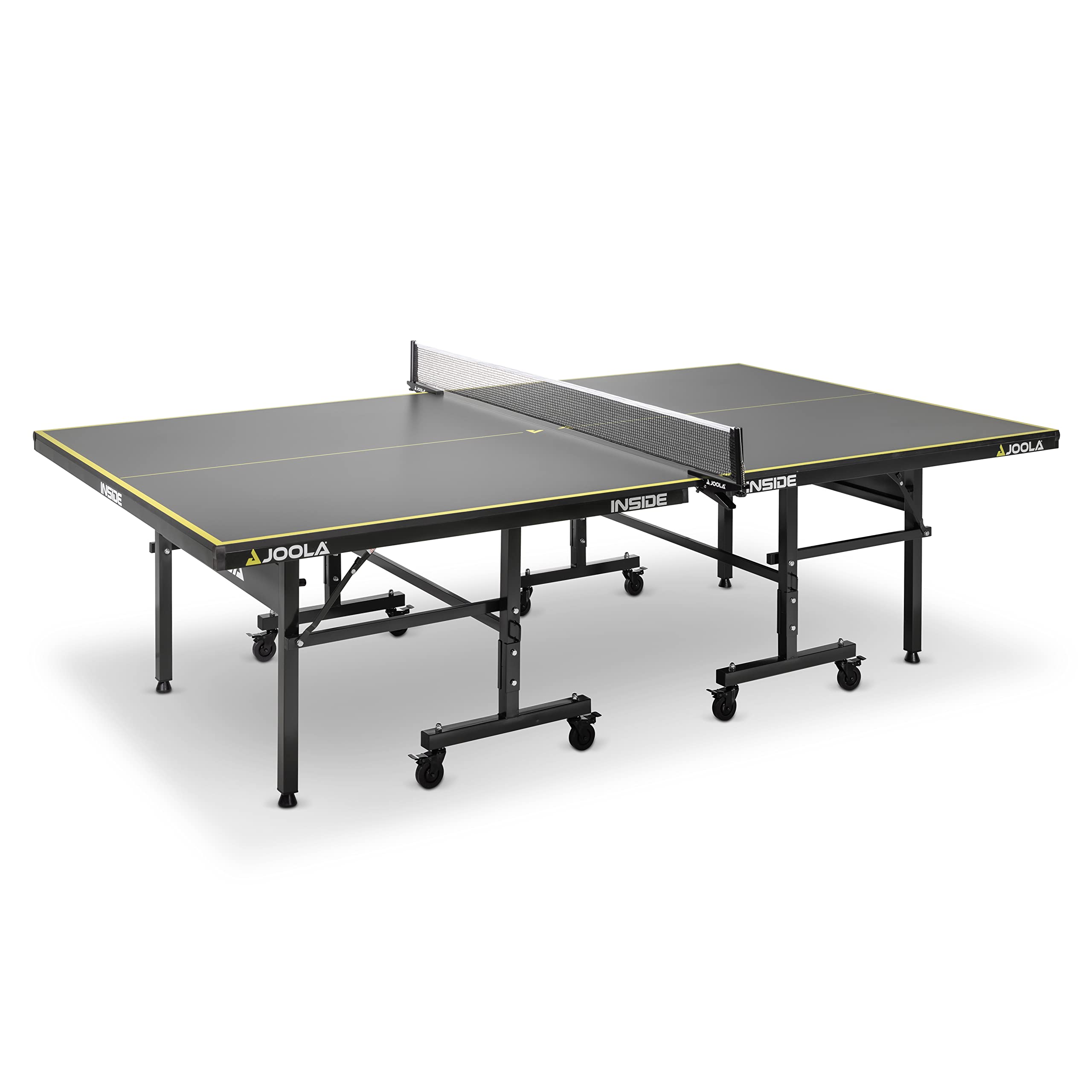 JOOLA Tischtennisplatte Inside J18 Tischtennistisch Indoor klappbares Untergestell & Tischtennis-Set Family, 4 Tischtennisschläger + 10 Tischtennisbälle + Tasche, ca. B 30 x H 8 x T 35 cm