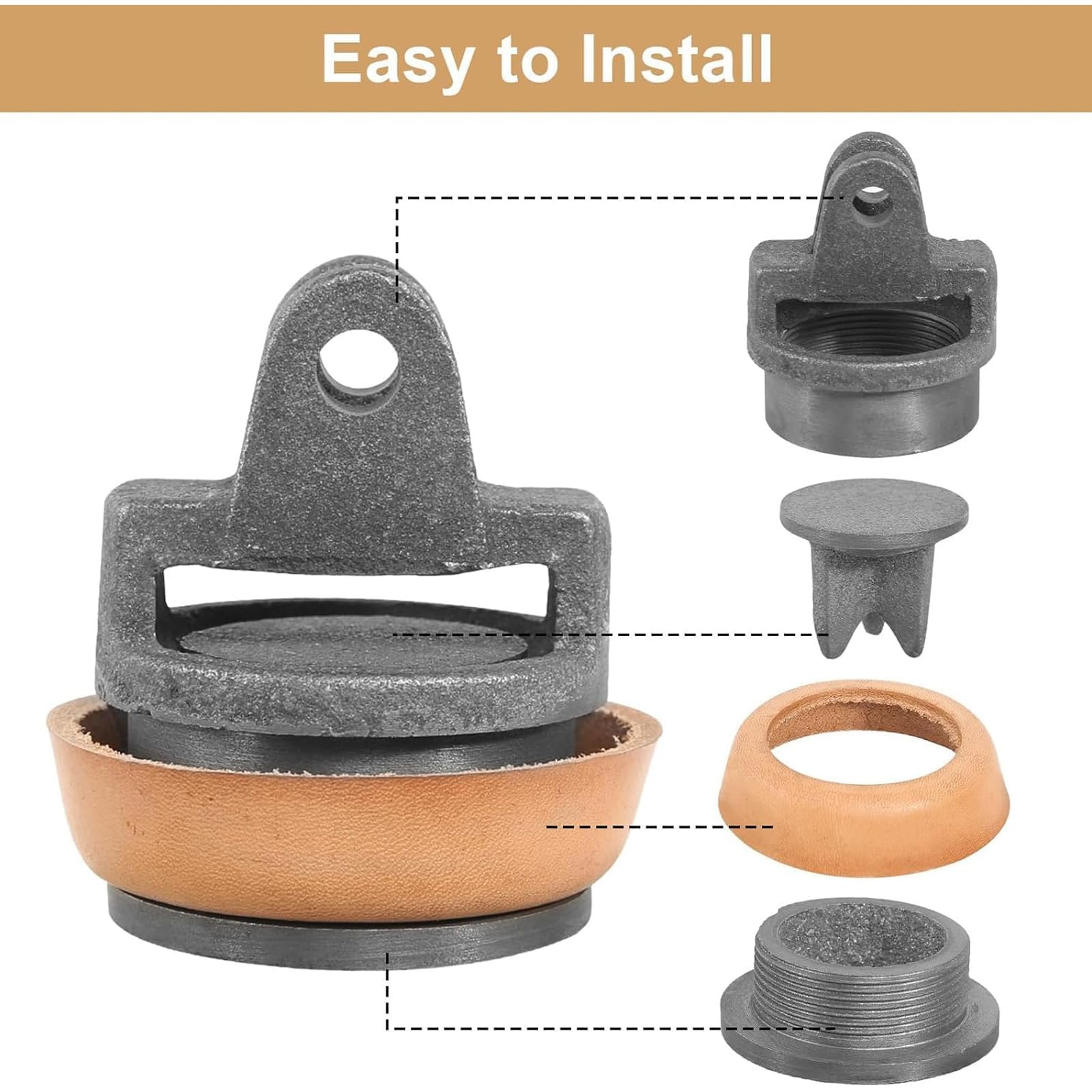 Set di ricambi a pistone per pompe a mano con guarnizione in pelle per pompe da giardino tipo 75, facile da installare, stantuffo efficiente con anelli di tenuta