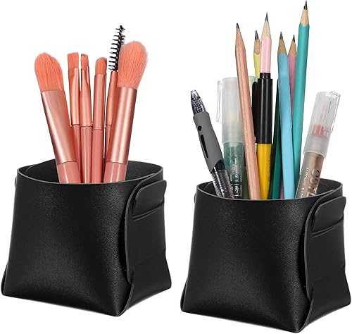 Vista 15 de PATIKIL Paquete de 2 organizadores de escritorio de cuero, soporte de lápiz de cuero, bandeja de valet de joyería, organizador de accesorios