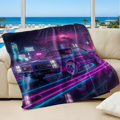 Miniatura 12 de Cyber Synthwave GTO - Manta de franela retro neón, súper suave y acogedora, manta versátil para decoración de dormitorio y sofá (06, 30 x 40