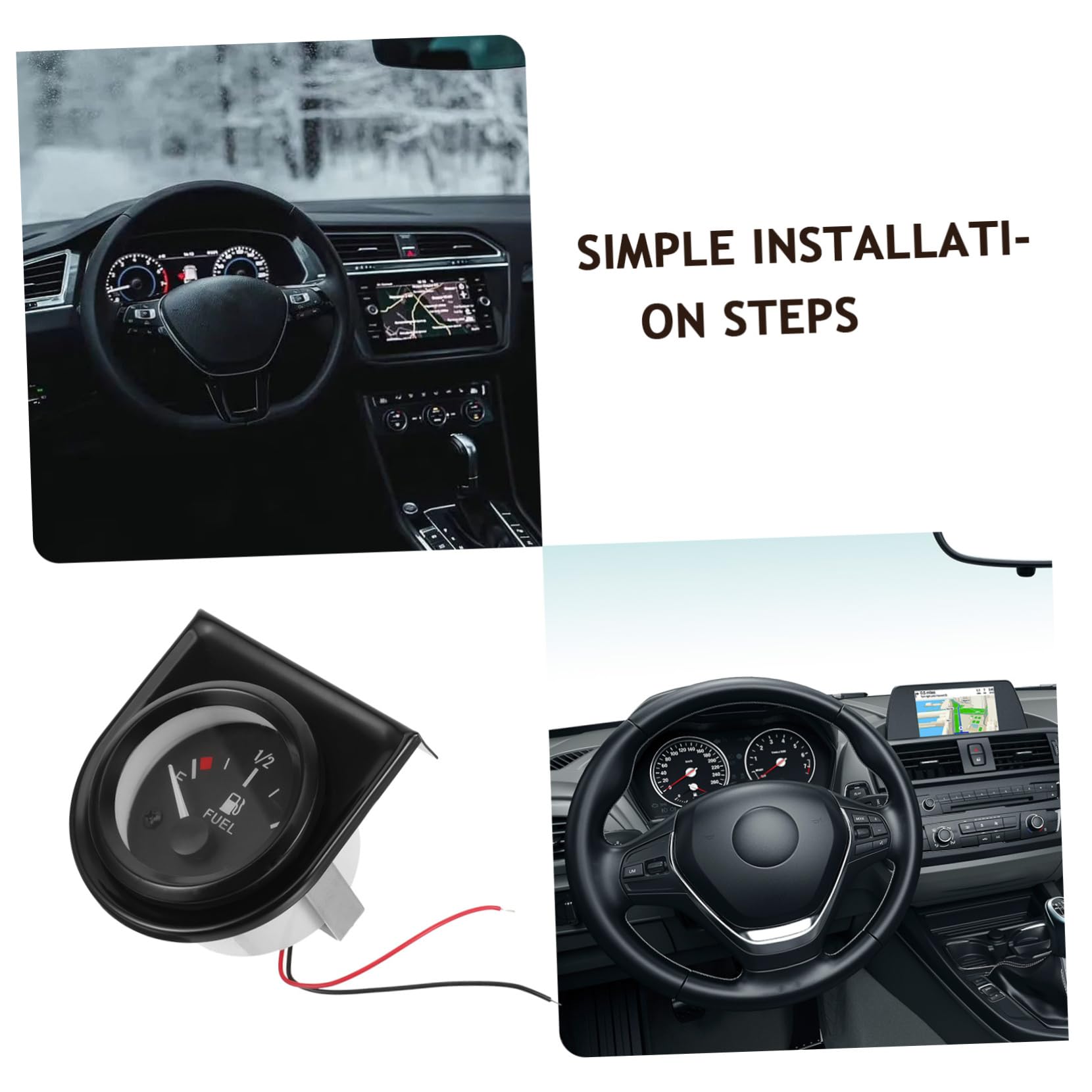 Alipis 3 Piezas Medidor para Automóviles y Motocicletas Indicador de para Modificaciones de Vehículos Compatible con Sistemas de Durable y Práctico