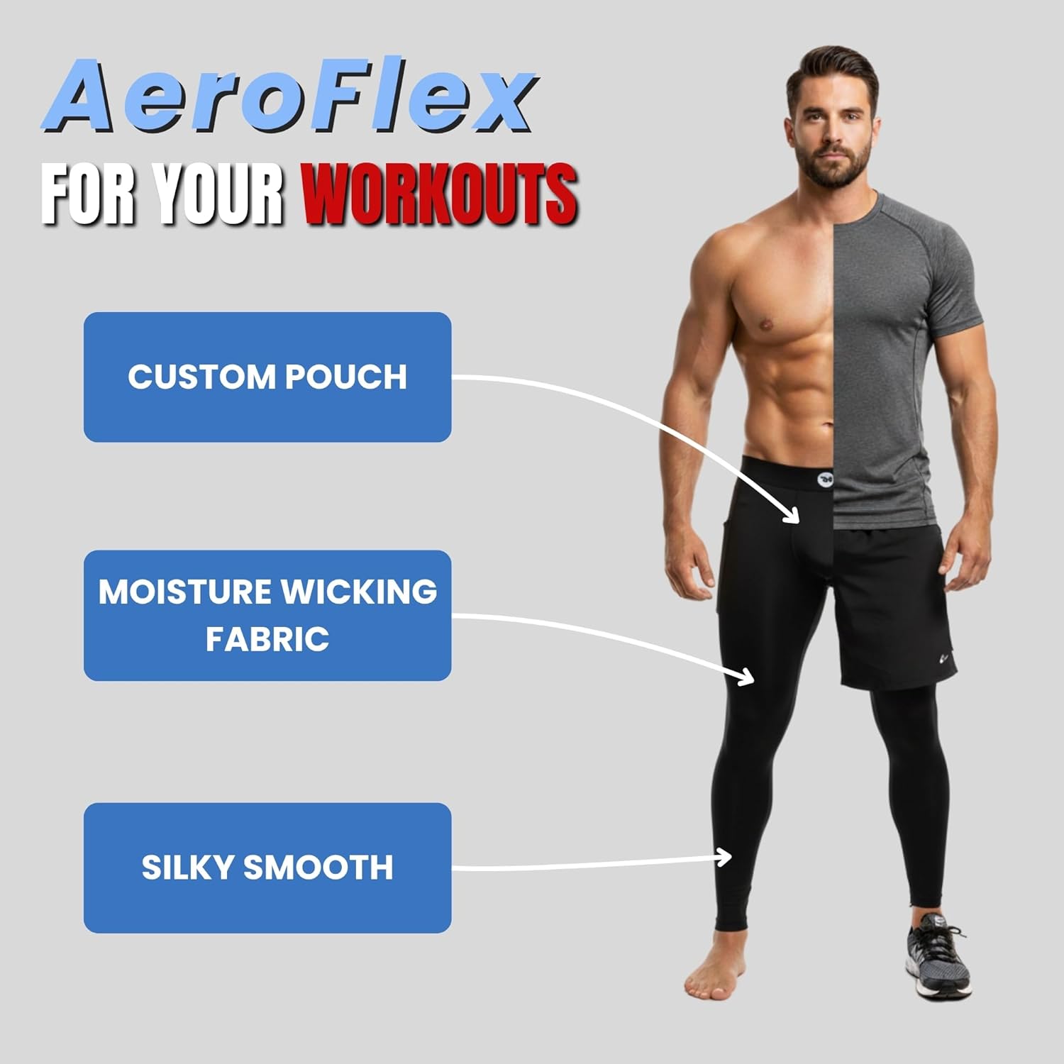 RM Real Men ABCD Pouch Compression Pants - 1, 2 and 3 Pack, Mens Leggings, Yoga Pants, Tights, Base Layer Men Cold Weather - Image 5