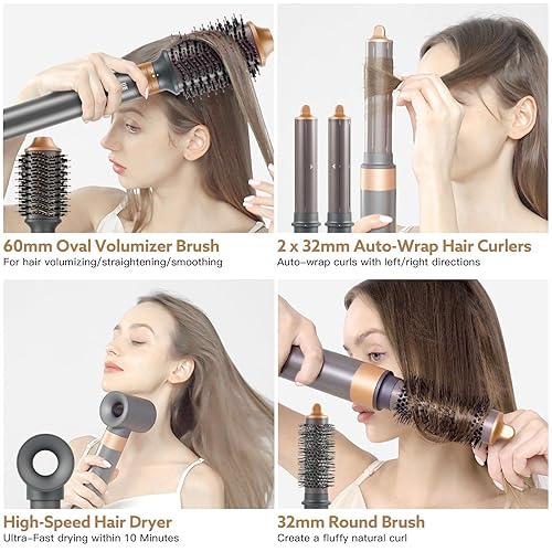 Miniatura 4 de Secador de Pelo con Estilo de Aire Caliente: Secadores de Alta Velocidad con Iones Negativos para Secado Rápido y Control del Frizz, Rizador de Pelo