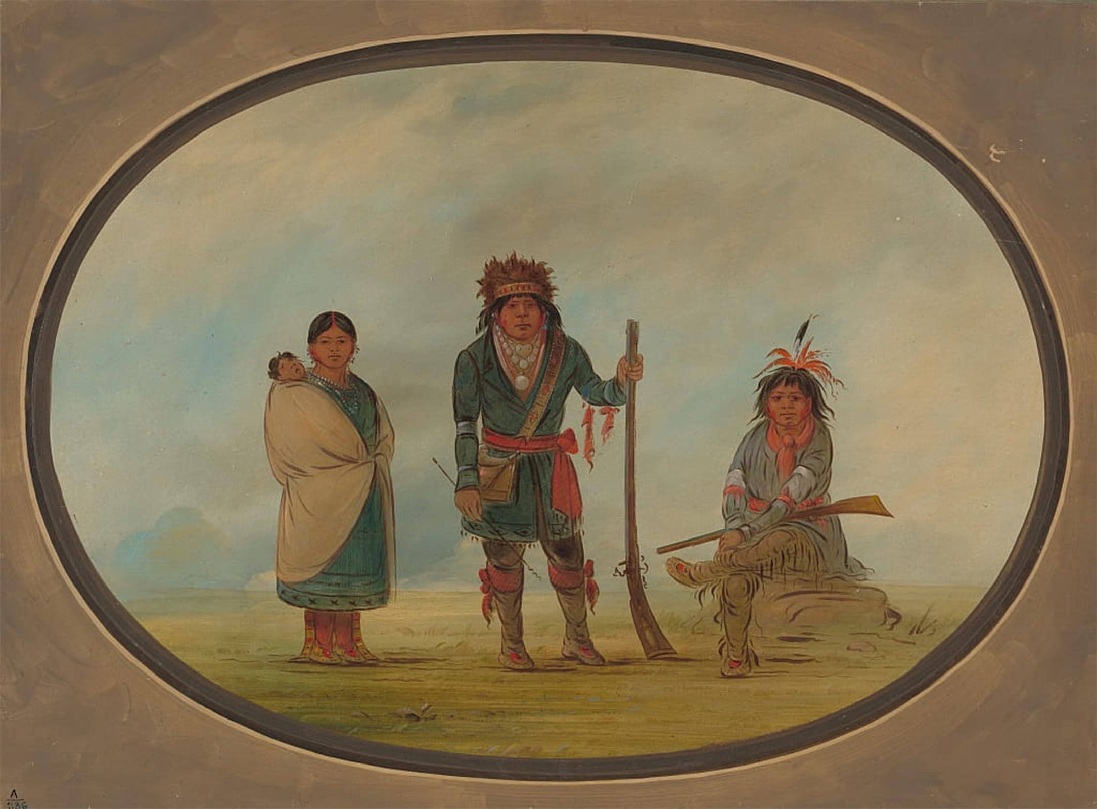 Serendipitp No Frame Retro Picture Poster Wall Art Pictures Painting Three Micmac Indians By George Catlin Wall Art Canvas Print For Wall Decor 60X90cm