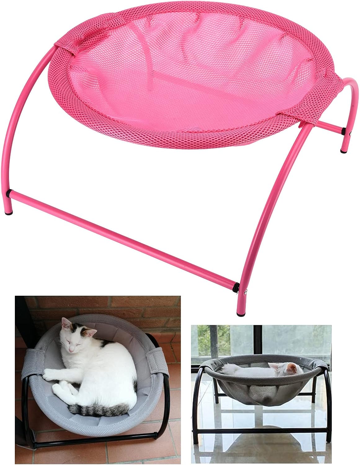 review Detachable Cat Hammock, Dog Bed, Large Breathable Cat Bed, Elevated Pet Furniture Suitable for Kitty, Puppy, Washable Breathable Pet Hanging Bed House for Home Living Room, Pink (No Brackets)