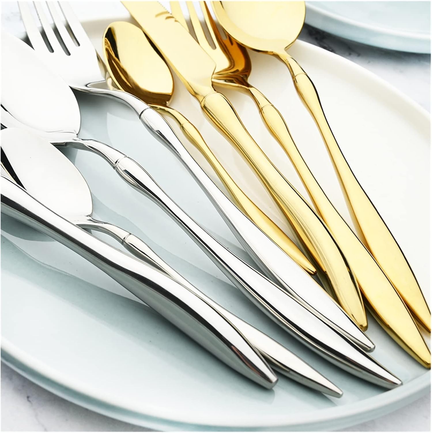Vintage Quality Dinnerware Set Stainless Steel Tableware 18/10 Luxury Mirror Cutlery Set Forks Dining Dinner Set Western leisurely (Color : Fork)