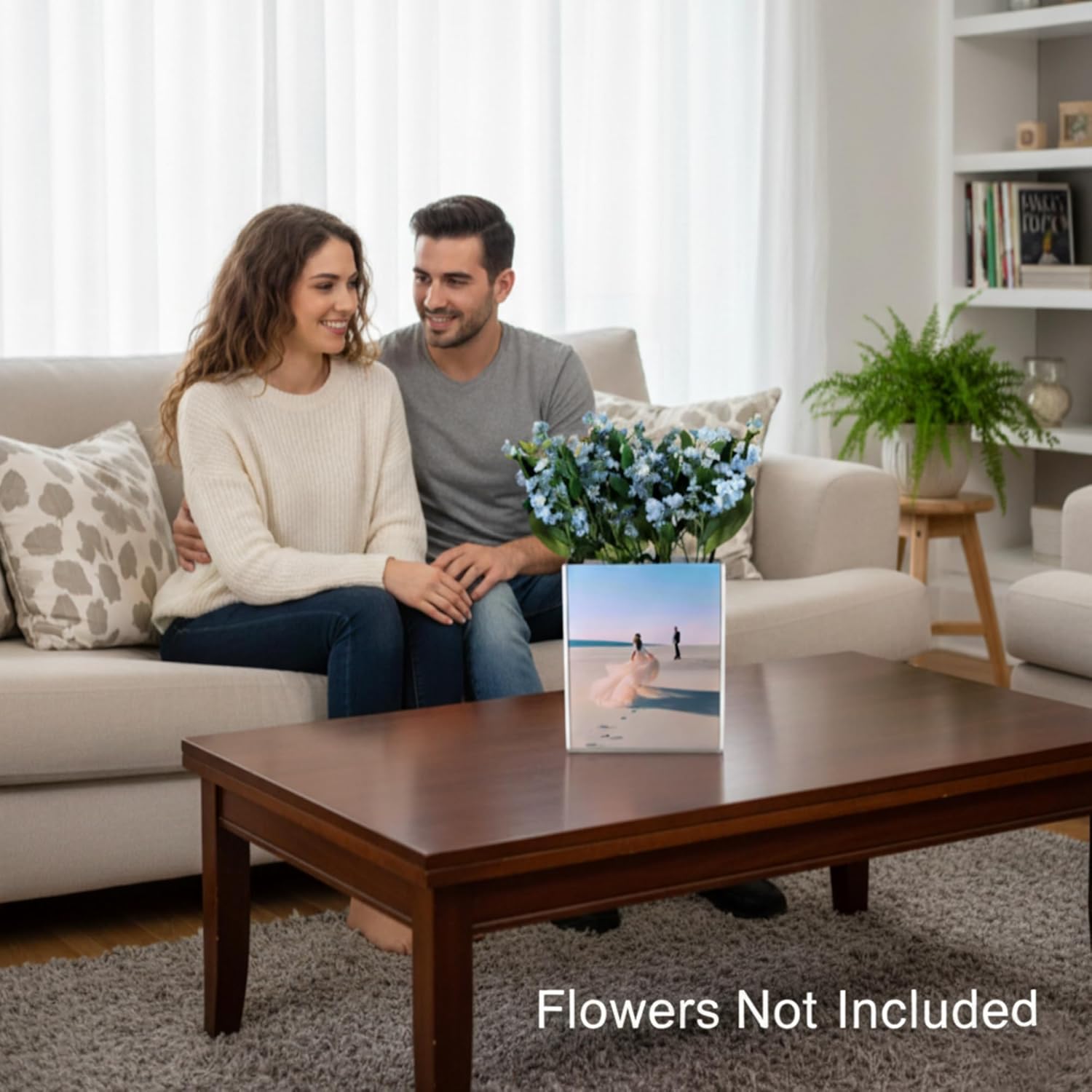 Flower Vase Picture Frame Double Sided Marble Acrylic Photo Home Decor Office Desk Table Centerpiece Modern Decorative Decorations Plastic Glass 8x10