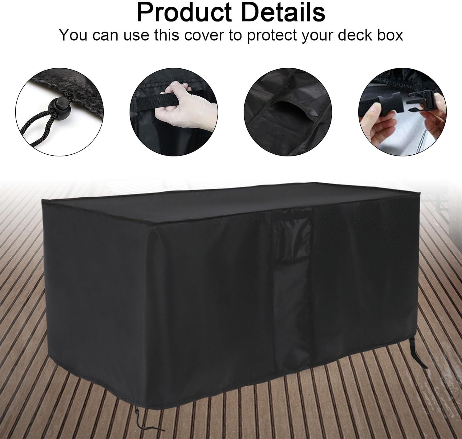Patio Deck Box Cover,Outdoor Storage Deck Boxes, Waterproof Outdoor Storage Box Cover Furniture Covers - 57 x 32 x 31 Inch - Image 3