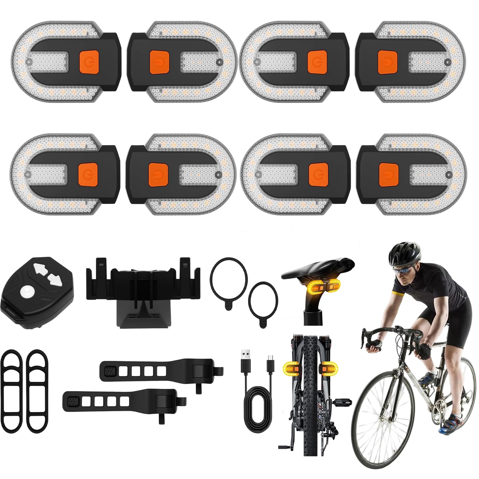 Fanale posteriore per bicicletta, con telecomando wireless, impermeabile, con 5 modalità e telecomando, può essere montato sulla parte anteriore e posteriore della bicicletta