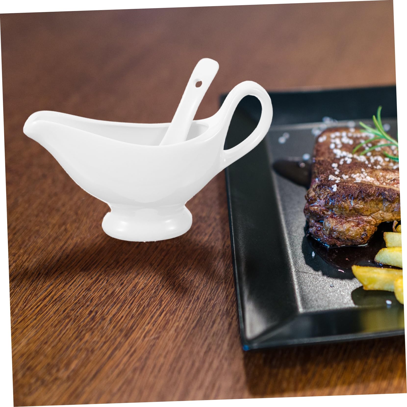 Alipis 5 Pièces Vaisselle en saucière récipient plat beurre à tartiner soucoupe beurrier double Assiette à sauce en céramique Saucière en céramique pichet à crème pichets de sauce blanche