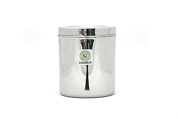 coconut Stainless Steel Container/Storage/Deep Dabba - 1 Qty (2000, Cylindrical, 1, Deep Dabba)