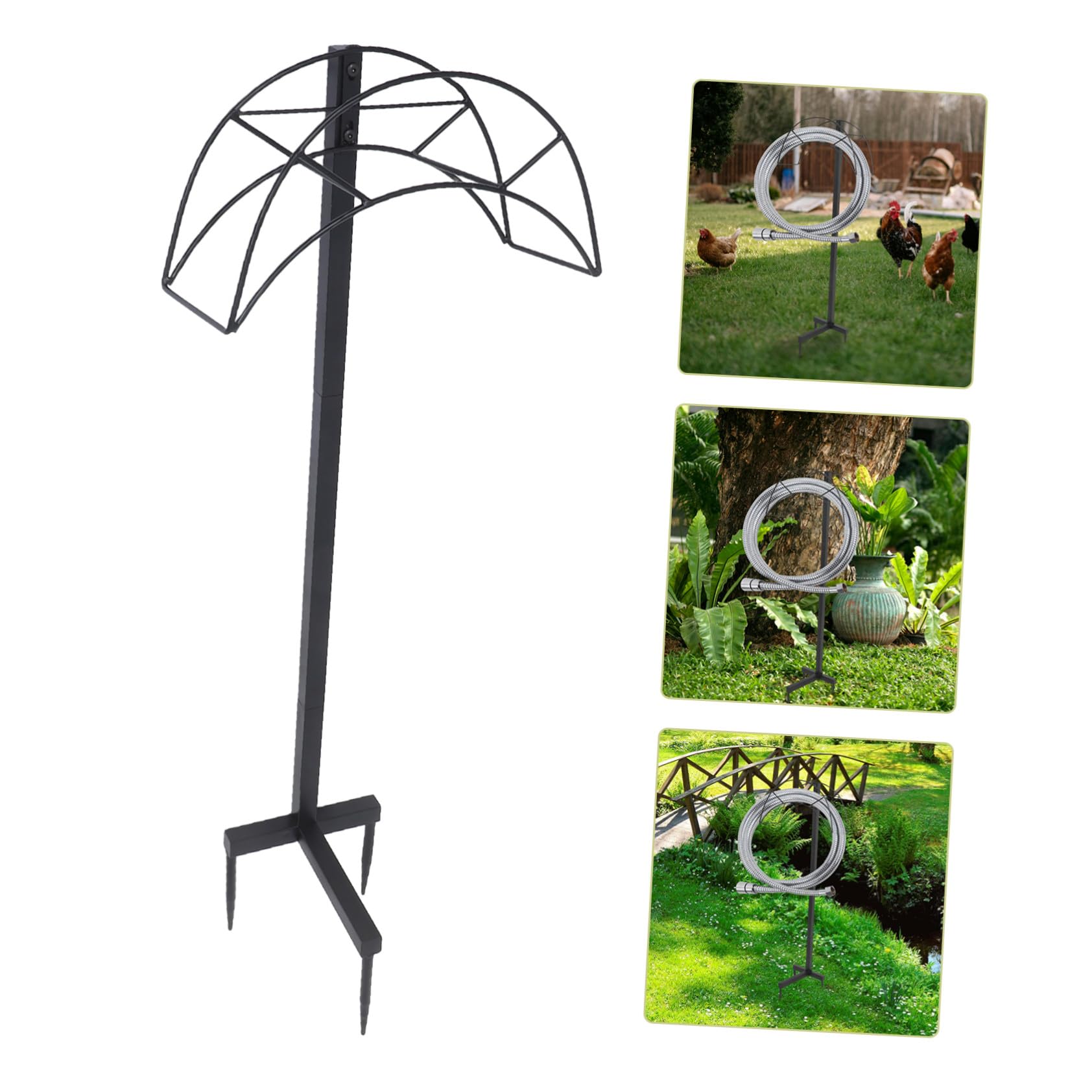 Soporte de Manguera Jardín Negro de Hierro para Patio | Instalación Sencilla, Ayuda a Ordenar el Espacio y Evita Enredos, Apto para Balcones y Exteriores