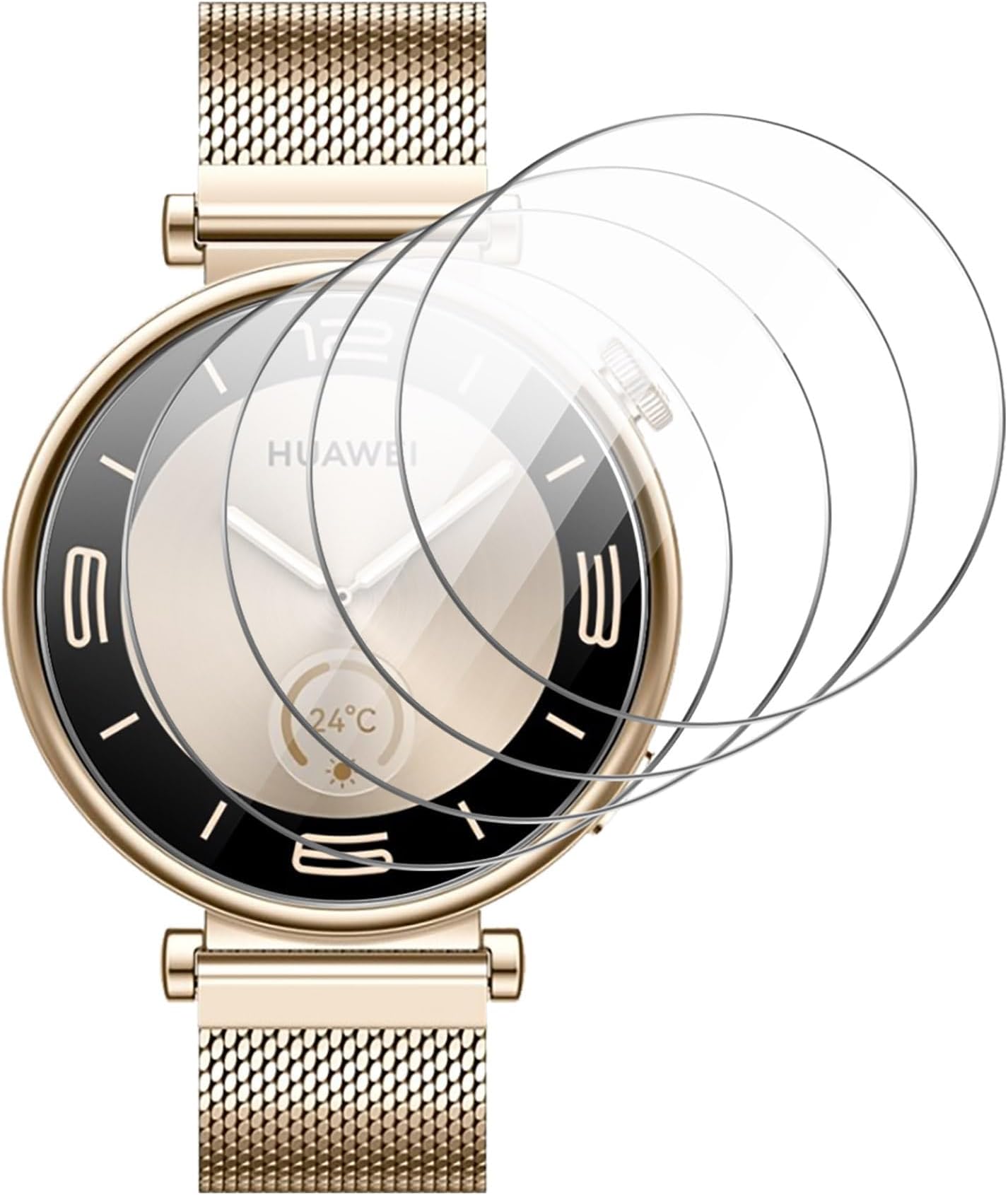 (4Pack) Screen Protector for Huawei Watch GT 4 41mm, Tempered Glass Film Guard Cover Genuine Glass One Push Super Easy Installation