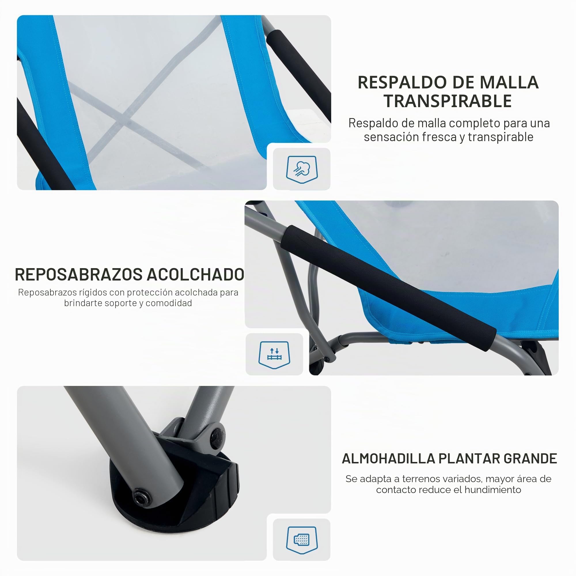 TIMBER RIDGE Silla de Playa Plegable Respaldo Alto Silla de Camping Portátil de Malla Ligera con Bolsa de Transporte