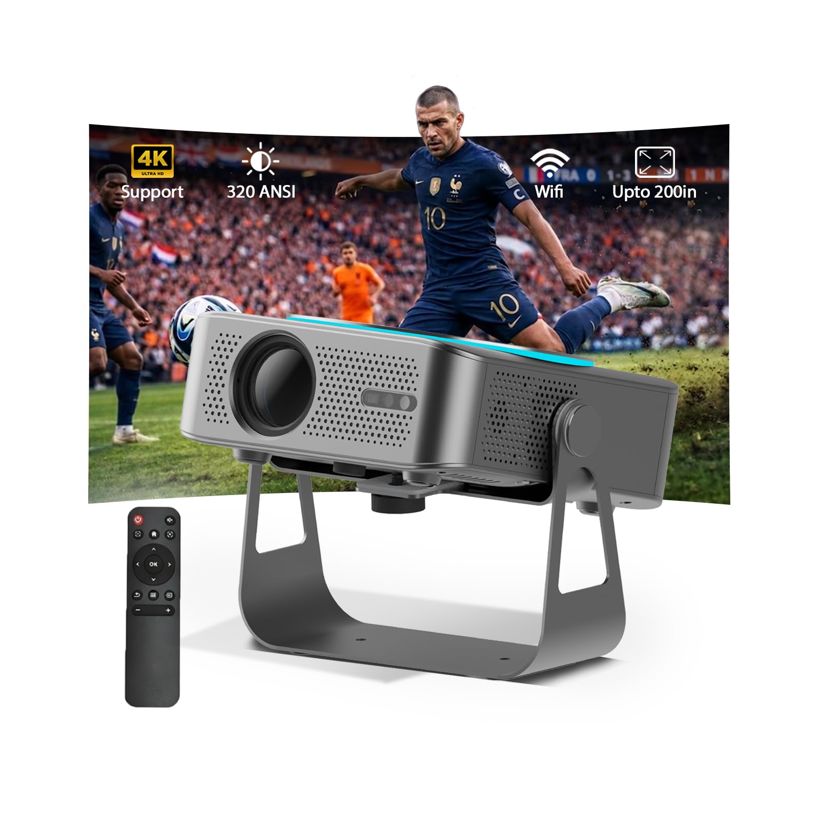 Vidéoprojecteur 1080P Full HD Compatible 4K – Projecteur Vidéo WiFi & Bluetooth – 320 ANSI, Correction Keystone Automatique, Écran 200 Pouces – pour HDMI, USB, iOS & Android – par MMOBIEL