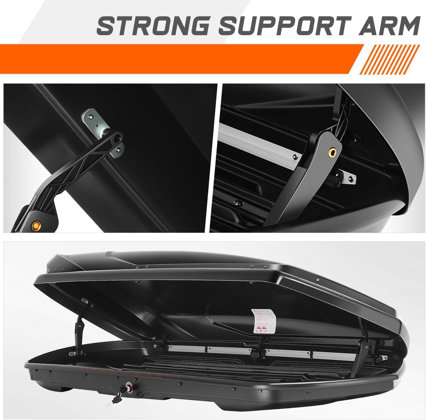 PM PERFORMOTOR Rooftop Cargo Carrier Hard Shell, 13 Cubic Feet Cargo Box for Roof Rack, Waterproof Roof Box, 72'' L x 30'' W x 12'' H, Glossy Black with Security Locking System and Keys