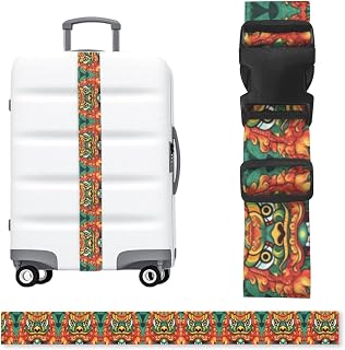 Luggage Straps for Suitcase Adjustable Suitcase Strap Travel Luggage Belt | Easy To Spot Travel Belt Security Buckle Band Chinese Lion New Year Bag Packing Strap Travel Supply