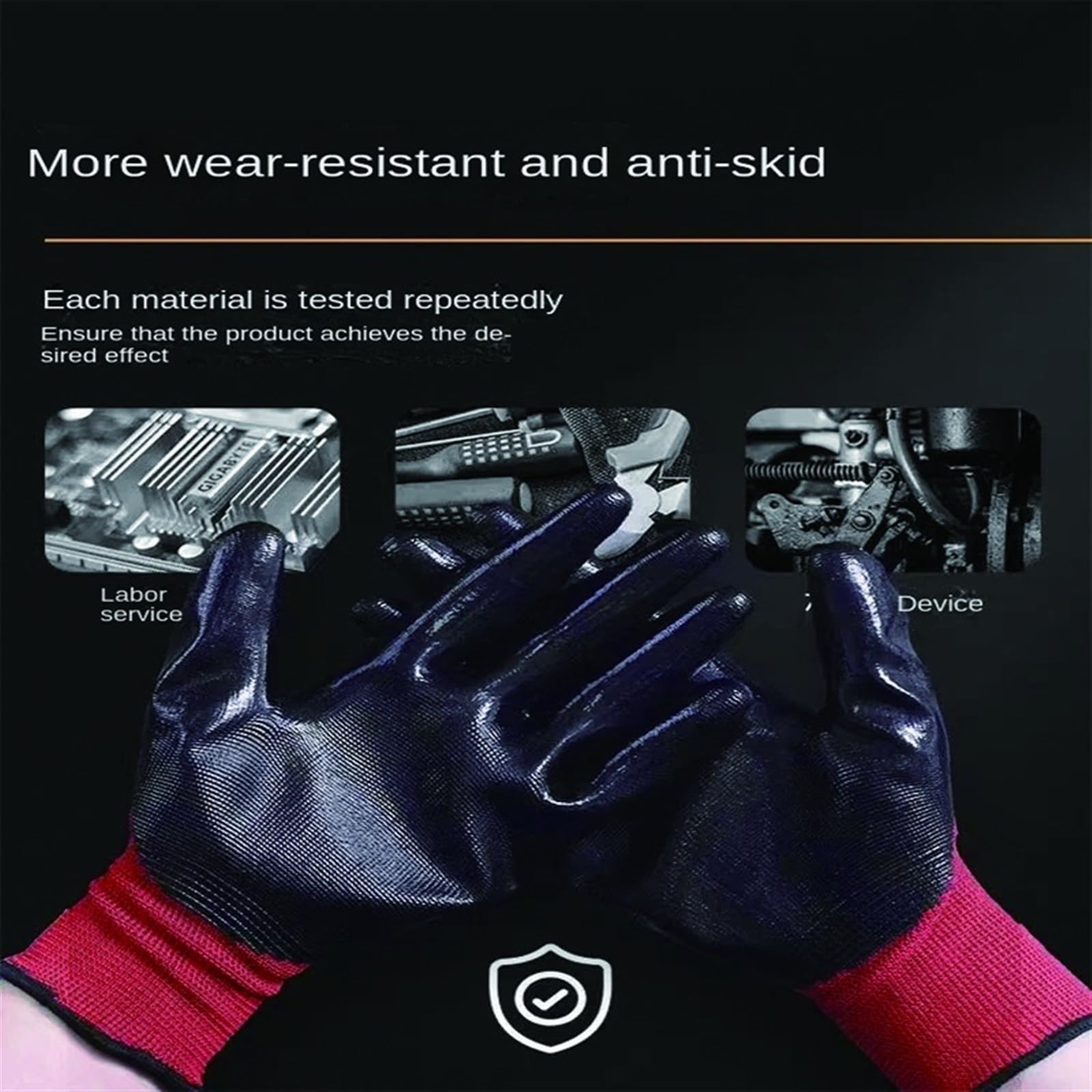Lot de 3 gants jardinage for hommes, travail en caoutchouc, a construction Gants De Travail En Cuir