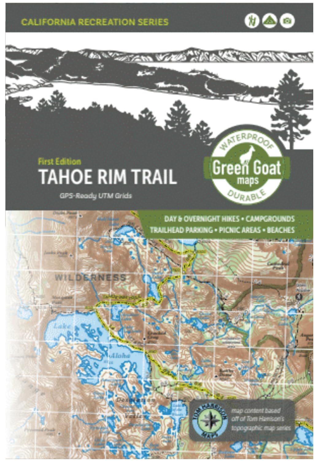 Tahoe Rim Trail Map Topographic Hiking Guide | Lake Tahoe & Sierra Nevada California CA | Durable, Waterproof & Tear Resistant