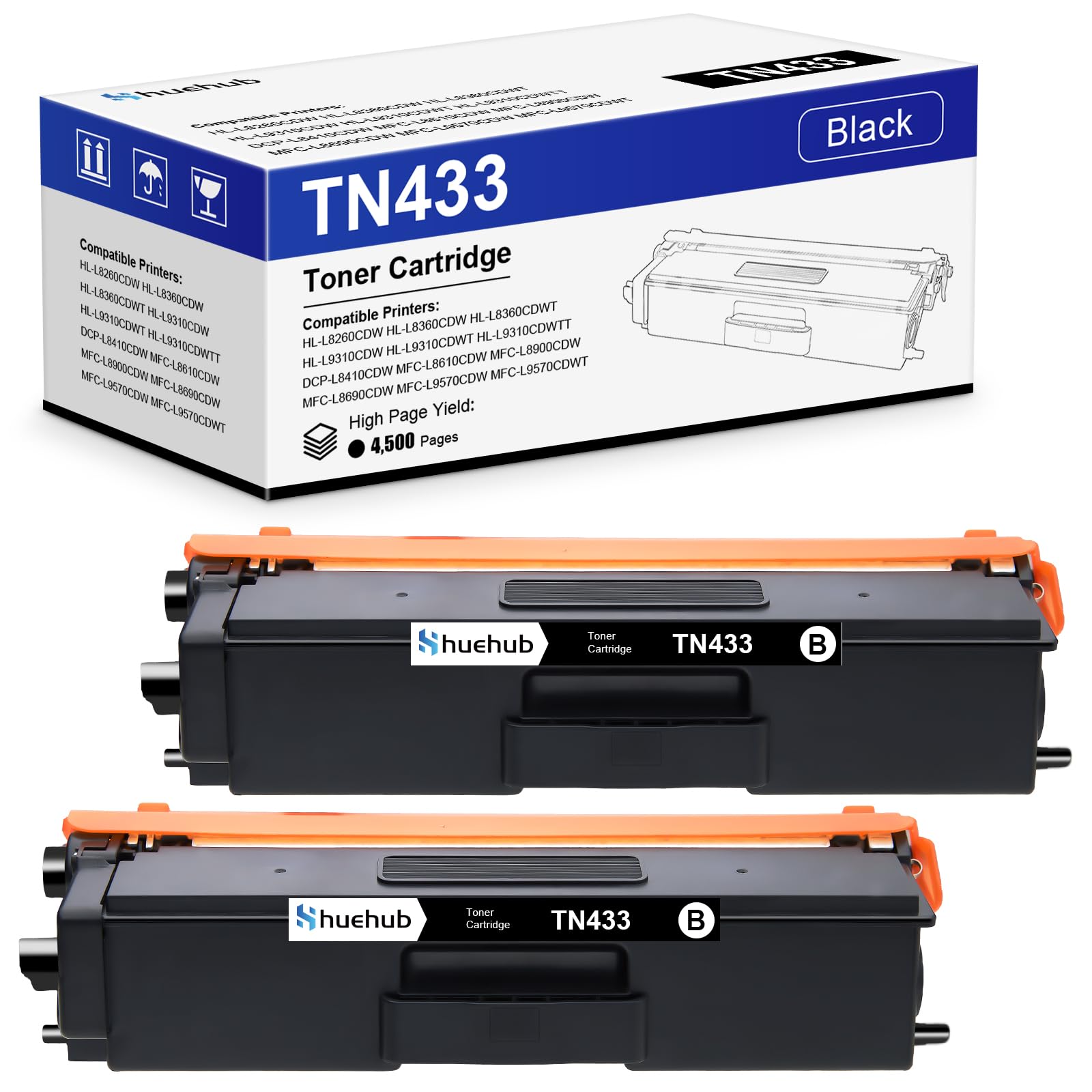 TN433 TN-433 Toner Cartridge Set Replactment for Brother TN433BK TN 433 TN431 Toner for HL-L8260CDW HL-L8360CDW HL-L9310CDW DCP-L8410CDW MFC-L8610CDW