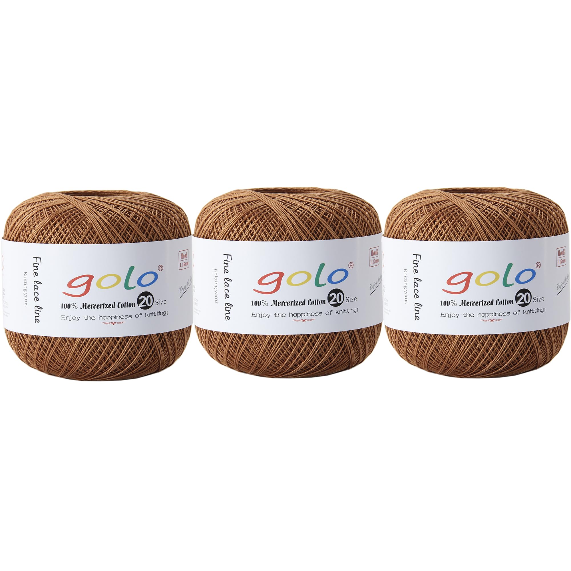 golo 3 Balls Crochet Thread Size 20 Embroidery Thread Crochet Yarn for Hand 143