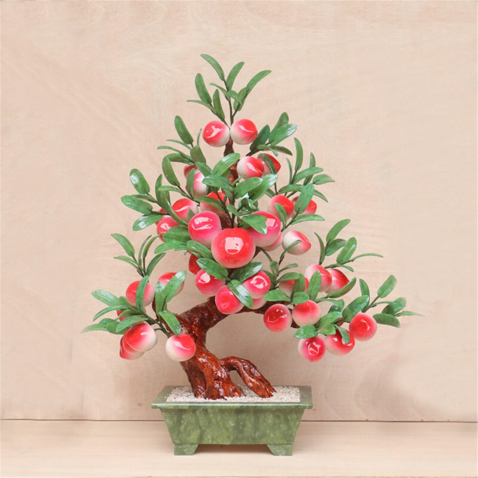 Planta artificial en maceta, árbol bonsái artificial, jade, bonsái, melocotón, artesanía, plantas artificiales