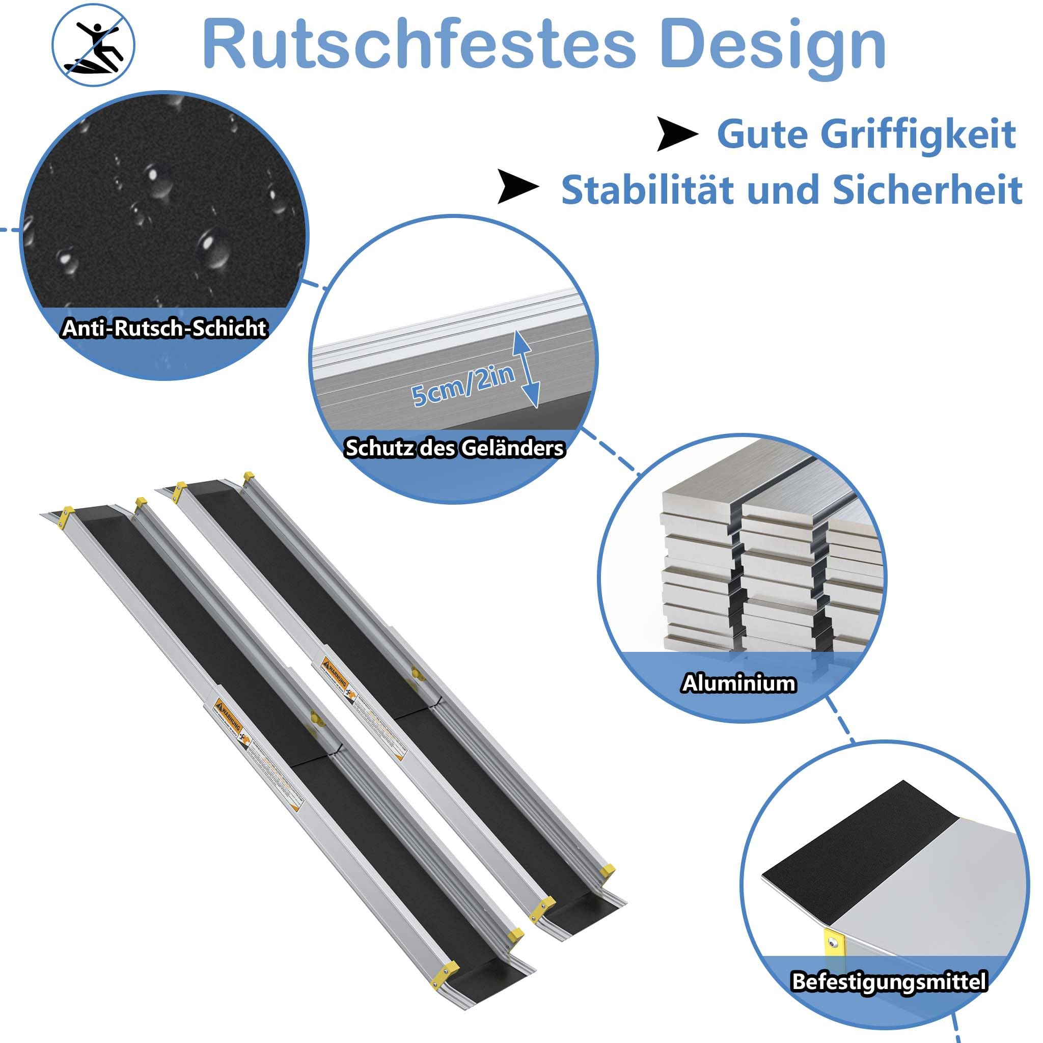 HENGMEI Rampa telescópica para silla de ruedas, riel telescópico, umbral de aluminio, para silla de ruedas, capacidad de carga de 300 kg, plata (121-213 cm)