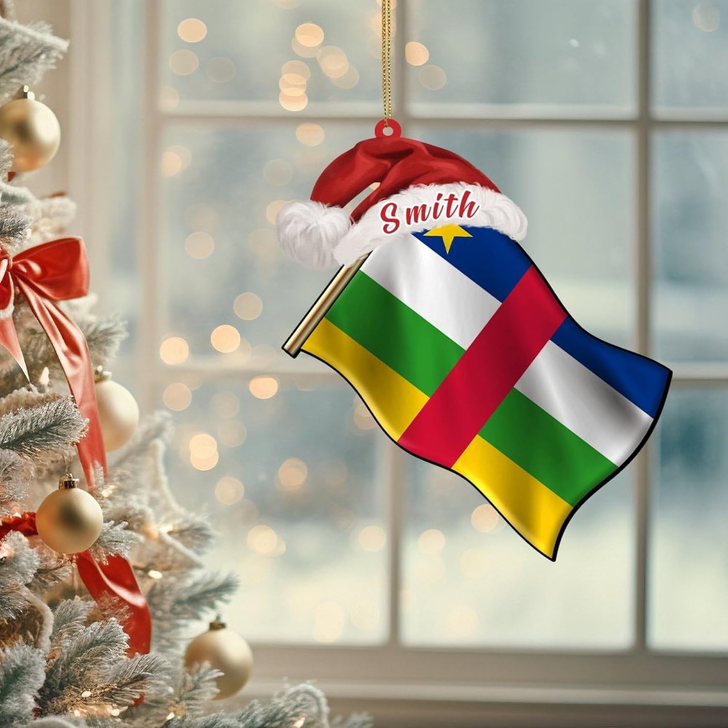 Custom Central African Republic Flag Ornaments for Newborn Baby 3 Inch 2D Ornaments for Xmas World Country Map Personalized Name Ornaments Housewarming Gift for New House image 3