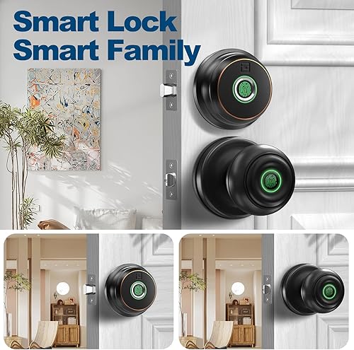 Miniatura 9 de GeekTale Cerrojo de seguridad inteligente, cerradura de puerta de huellas dactilares, cerrojo de huella digital con aplicación, cerradura de puerta
