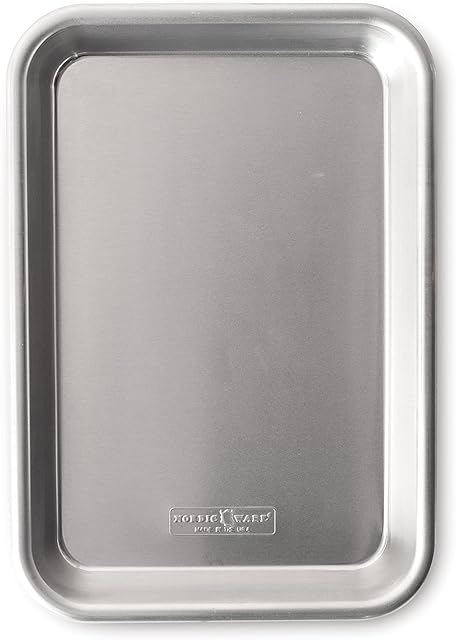 Nordic Ware 47400 Naturals Baker's Eighth Sheet Aluminium Tray Premium Bakeware to Bake and Reheat Small Meals, Silver