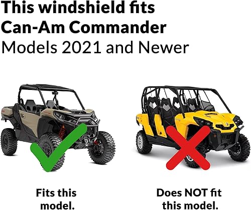 Miniatura 6 de Clearly Tough Can-Am Commander (2021 y posteriores) | Parabrisas plegable completo, resistente a los arañazos, poliéster prémium (Lexan MR10) con