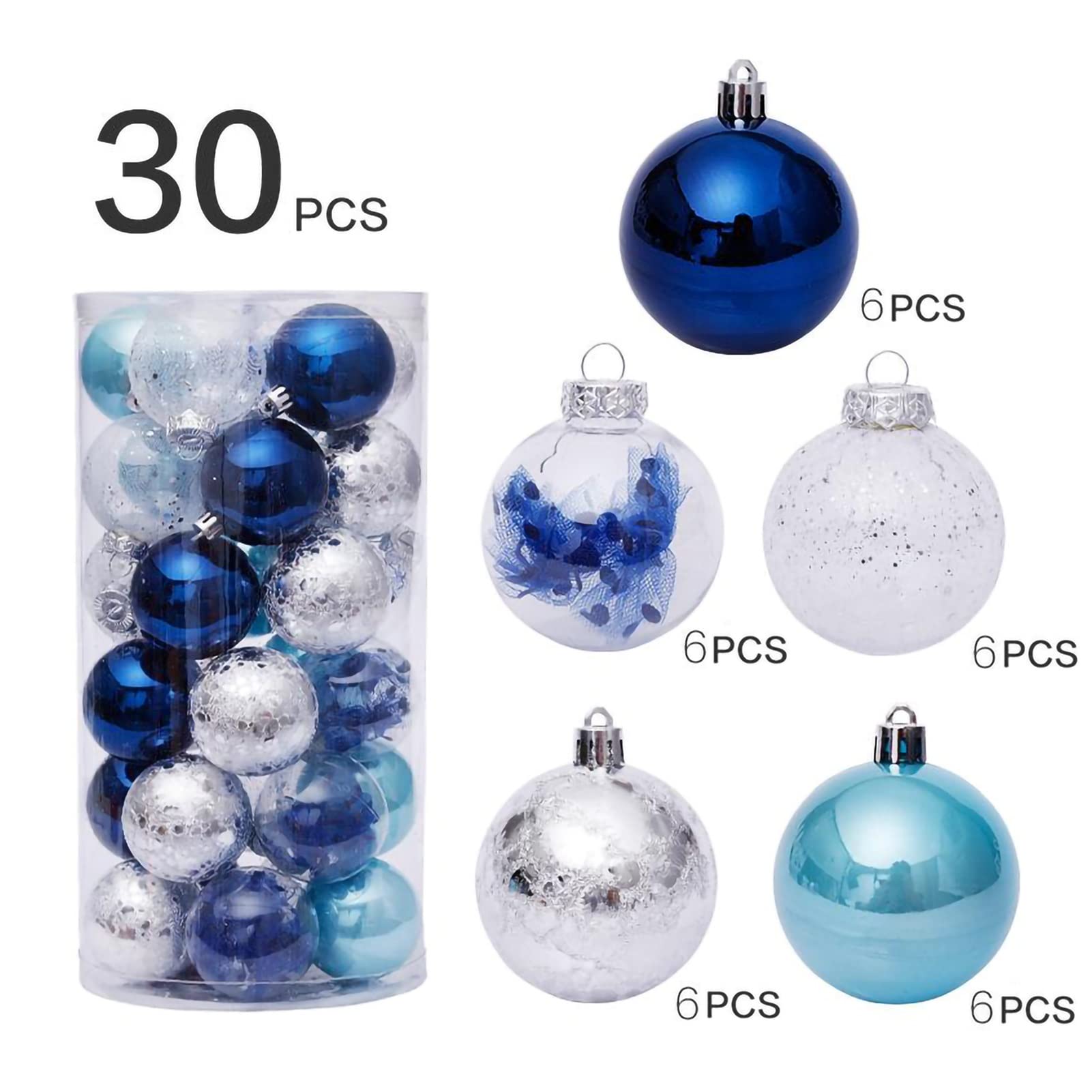 Bombki Choinkowe Ozdoby Niebieskie Boże Narodzenie Kulki Ozdoby Shatterproof Choinki Dekoracje Na Wakacje Wedding Party Decoration, 30 sztuk Bombki świąteczne