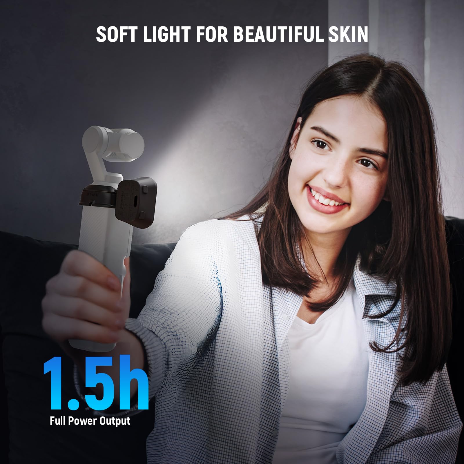 NEEWER Basics Magnetic Auxiliary Light Compatible with DJI OSMO Pocket 3 Gimbal Cam Creator Combo, 1.3W USB C Rechargeable Plastic Mini LED Fill Light Attachment for Selfie Vlog Video Recording,