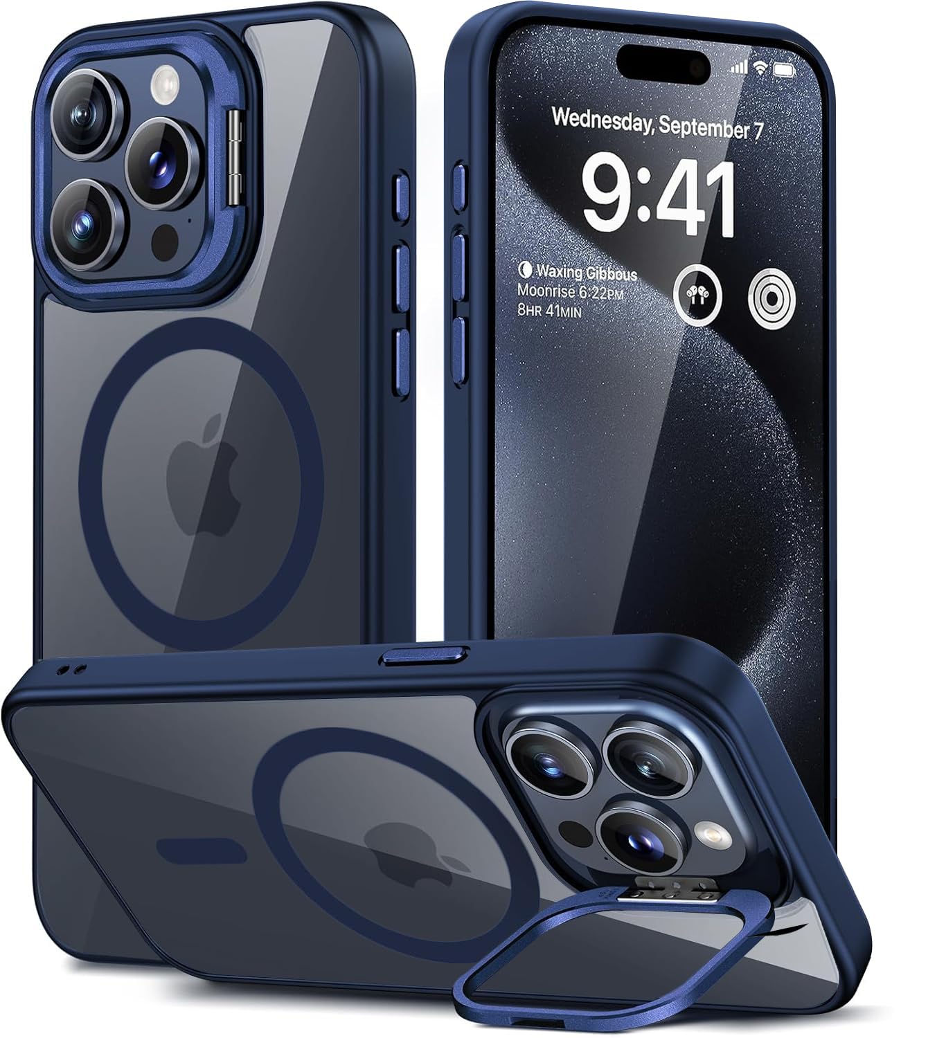 VONZEE iPhone 15 Plus Clear Case with Camera Stand -13