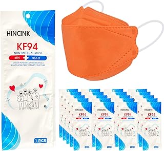 [20 Pack]HINCINK Kf94 Masks [Individually Packaged] Unisex, 4-Layer Mask, Tri-Folding Style for Adult and Older (20Pcs, Orange)