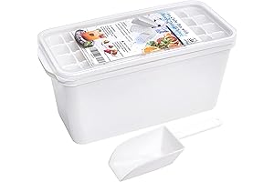 Ice Trays with Lid and Scoop - Freezer Storage & Portable Organizer