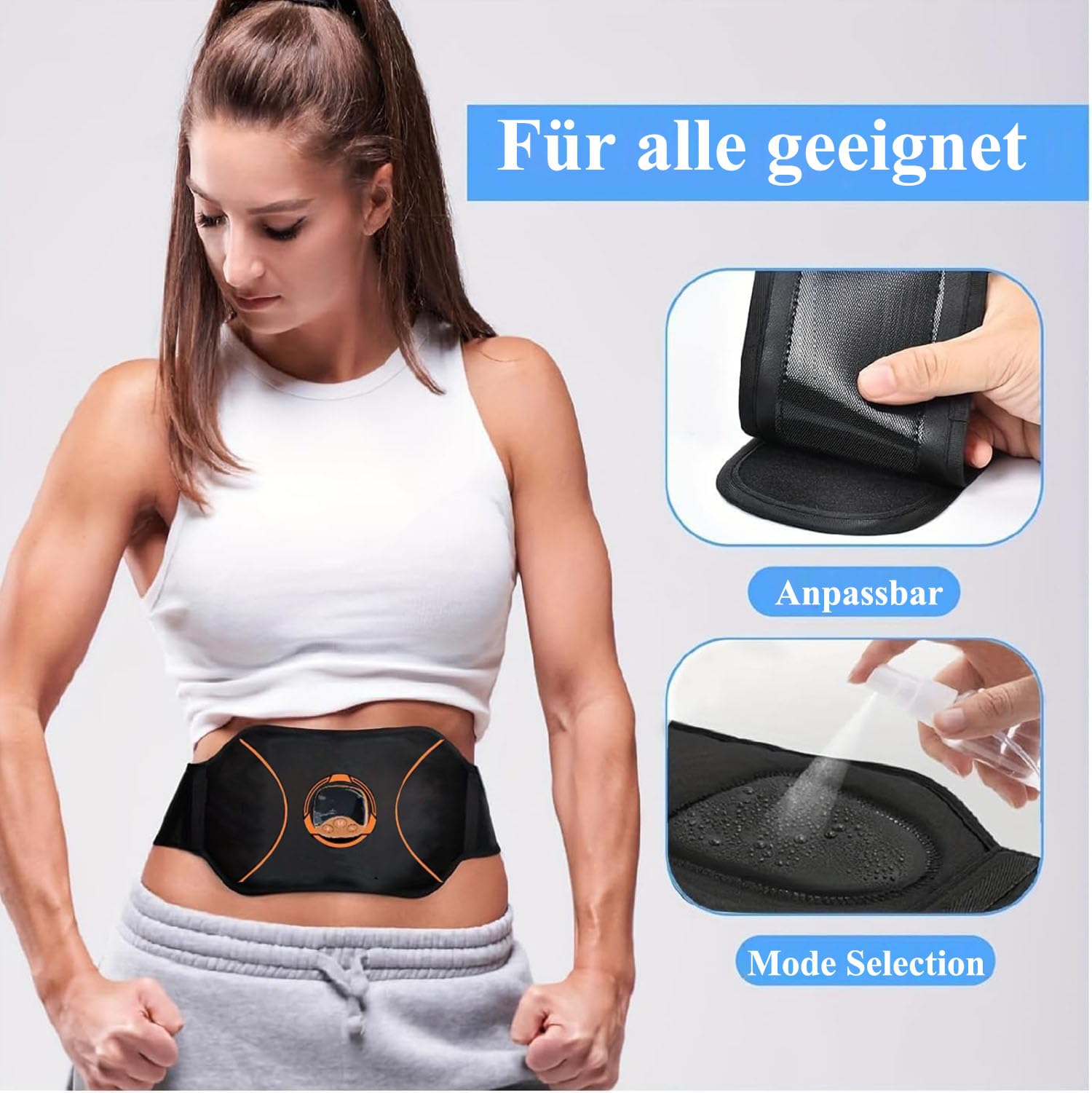 EMS Bauchmuskeltrainer, Bauchmuskeltrainer Elektrisch mit 10 Modi & 30 Stufen USB-Wiederaufladbarer Tragbarer Elektrostimulation für Bauch,Arm,Bein,Hüften-Fitness