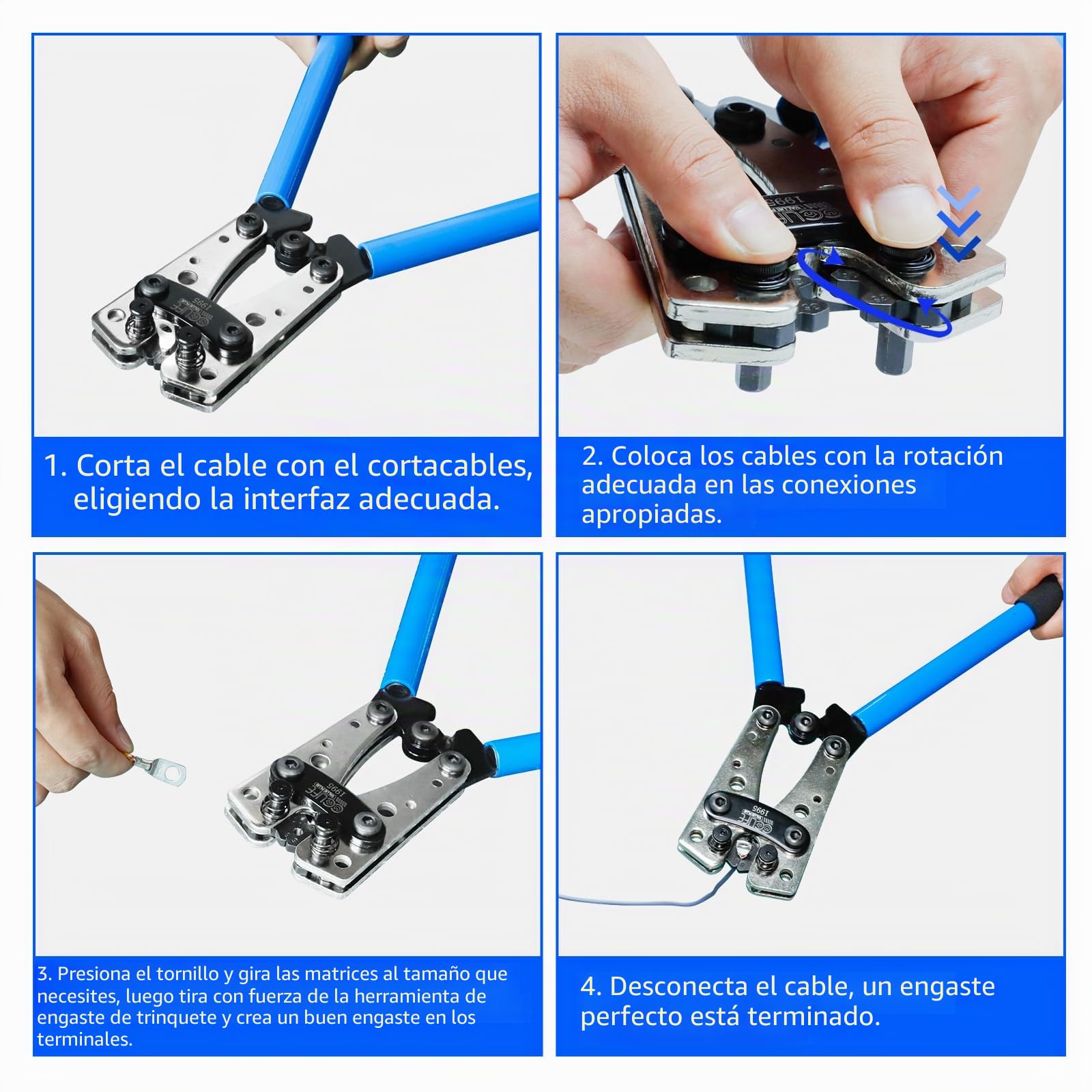 CCLIFE Crimpadora Terminales Electricos Alicates 6-50 mm² (AWG 10-0)