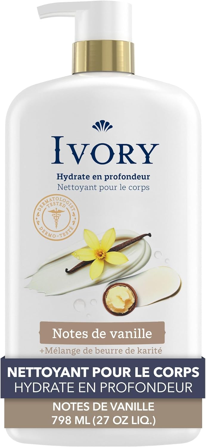 Ivory Deeply Moisturizing Body Wash, 24HR Nourishing Hydration, Soothes Itchy Dry Skin, Made with a Shea Butter Blend, Notes of Vanilla Scent, 798 mL - Image 11