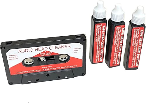 Miniatura 6 de Limpiador de cabeza de casete de cinta de audio con 3 líquidos de limpieza Kit de mantenimiento húmedo por Alazco