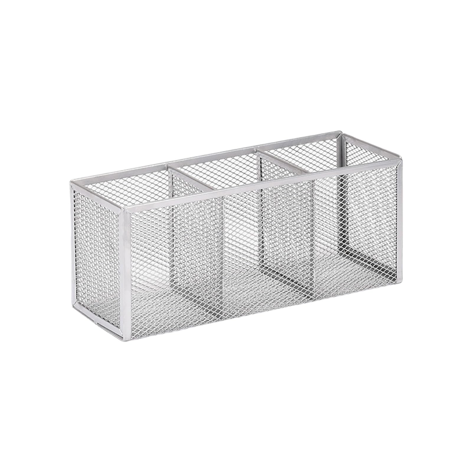 Hsioluted Silver 3 Grid Large Capacity Pencil Holders 3 Or 4 Compartments Pencil Storage Box Multifunctional Desk Organizers For Home Large Capacity Holders