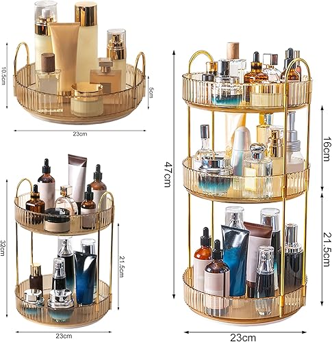 Miniatura 7 de Meideli Organizador de maquillaje giratorio de 360 para tocador, organizador de encimera de baño de alta capacidad, organizador de perfumes,