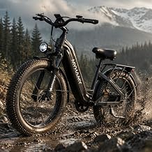 24" Fat Tire Electric Bike 48V 18Ah Adult Ebike | 100Nm torque climbs 25% hills. 85-mile range. UL 2849 certified. Step-Thru. Fits 5.25-6.5ft. Turn signals, USB-C