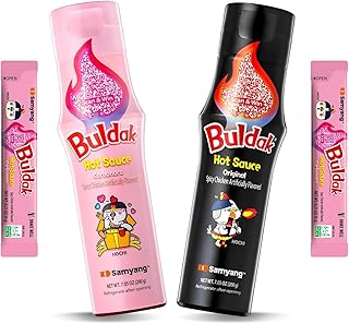Samyang Buldak Carbonara +Original Hot Sauce Bundle – Buldak Sauce Bottles [5.57 fl oz (200g) x 2] + 2 Carbo Sauce Sticks [0.17 fl oz each], Korean Spicy Hot Chicken Flavor (Original+Carbonara)