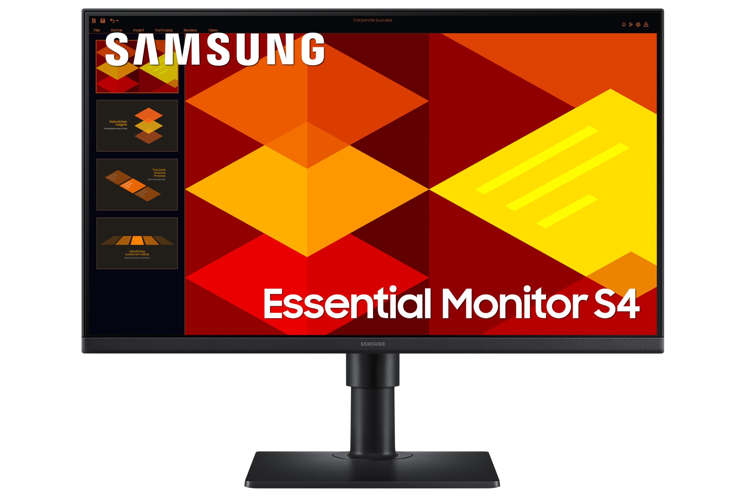Samsung Schermo professionale per PC S40GD da 27", nero, FHD 1920 x 1080, 100 Hz, piastrella IPS, HDMI, Display Port, USB tipo A, orientabile, girevole e inclinabile, supporto regolabile, modalità Eye