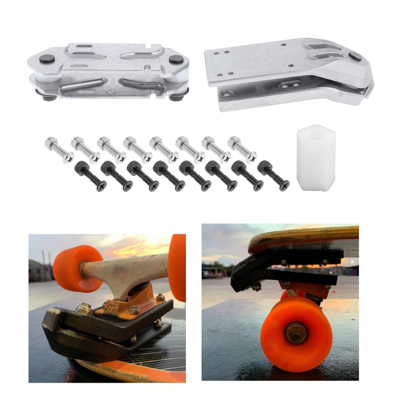 F Fityle Surf Skate Trucks 6,25" High Performance Surfboard Skateboard Surf and Rail Adapter Longboard Cruise Cross Training Tool Decks Teile - Weiß
