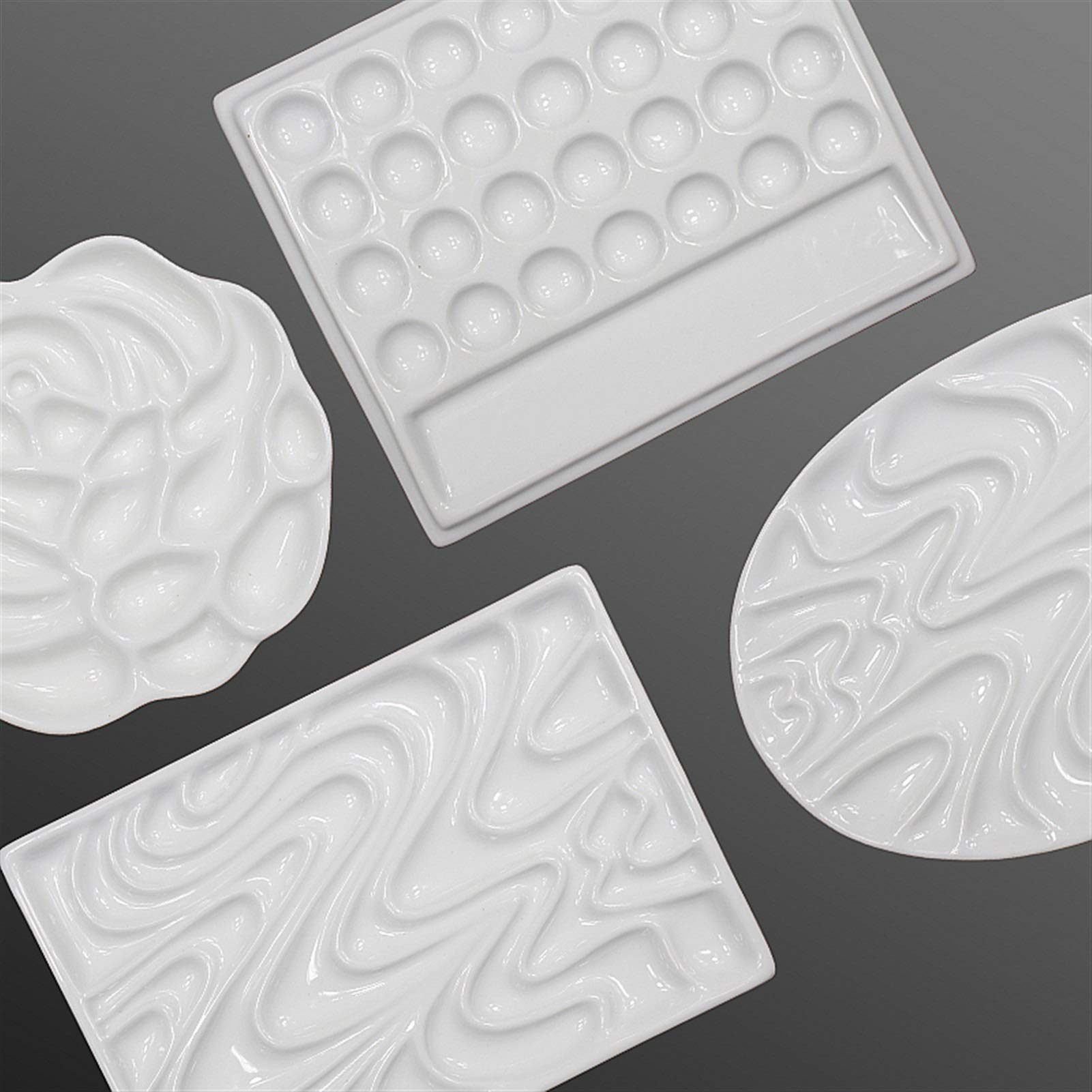 Paleta rectangular de cerámica, paleta de acuarela, paleta de porcelana blanca, edición limitada, hecha a mano de porcelana blanca